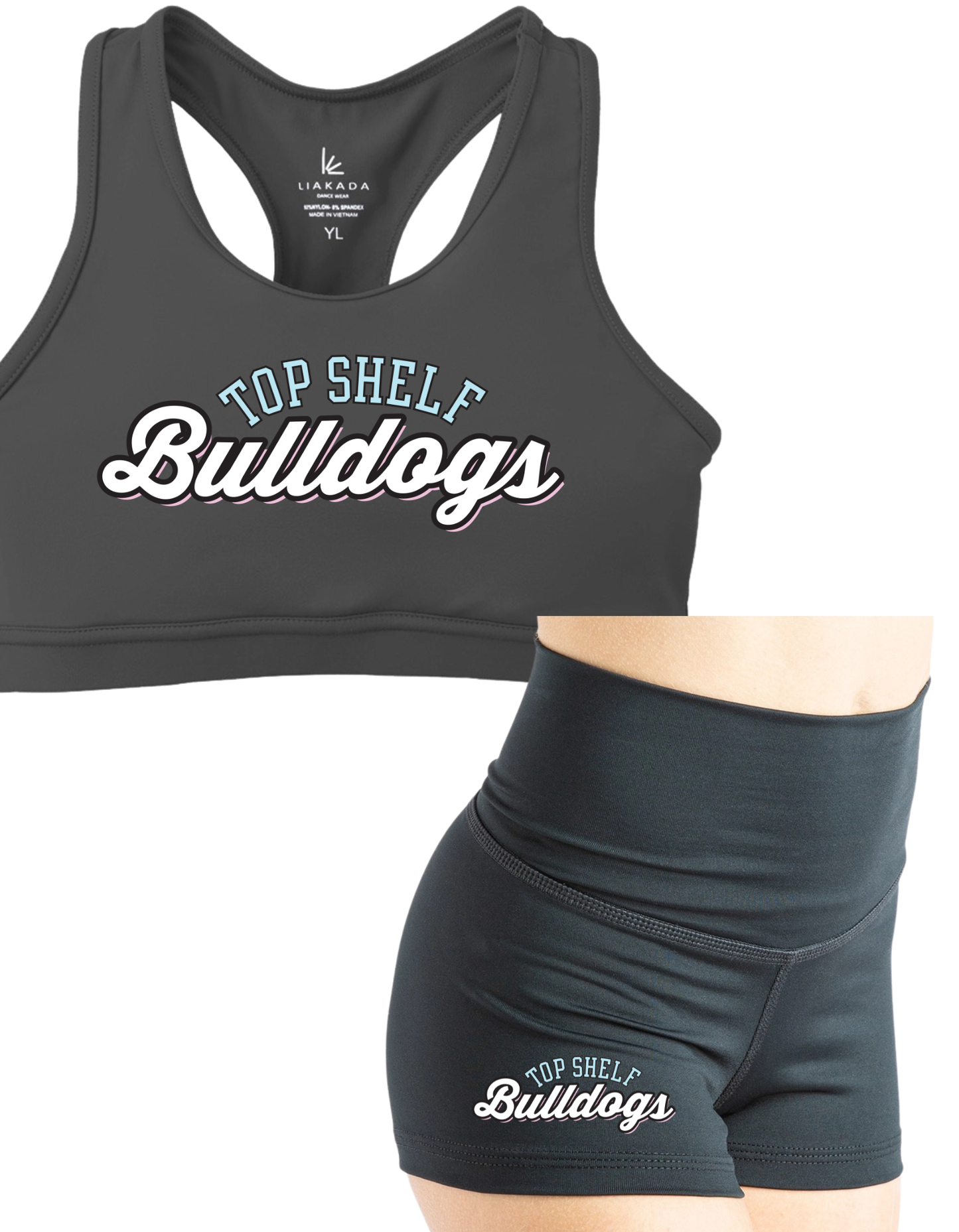 Top Shelf Lady Bulldogs Racerback Sports Bra and Shorty Short Set
